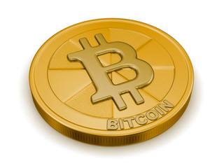 Golden bitcoin. Image with clipping path
