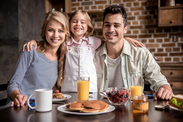 Family in kitchen