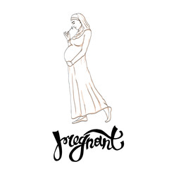 arabic muslim pregnant woman in hijab prepared for maternity.