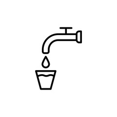 thin line water tap icon on white background