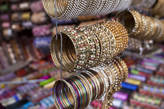colorful bangles selling in a local market
