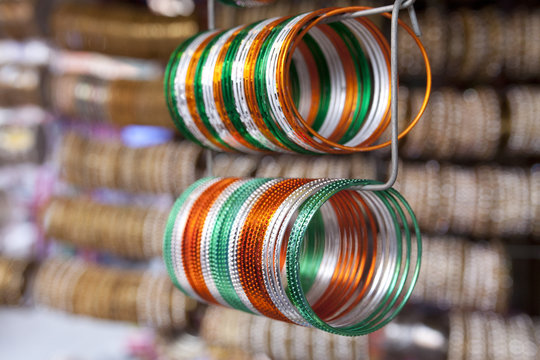 colorful bangles selling in a local market