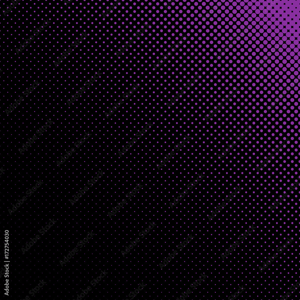 Poster abstract geometric halftone dot pattern background - vector design from purple circles in varying si