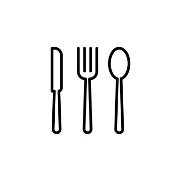 thin line cutlery icon on white background