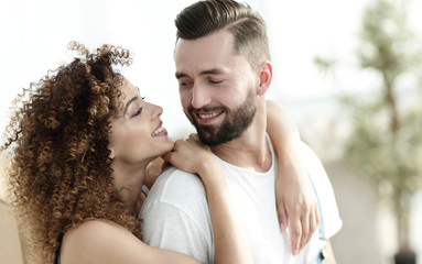 Fototapeta premium Close-up portrait of a newlywed couple