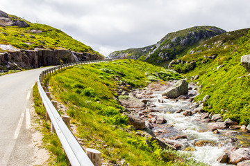 beautiful view on summer road. Forsand, Rogaland, Norway