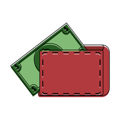 wallet with cash coming out icon image vector illustration design 