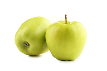 Green apples isolated on white background
