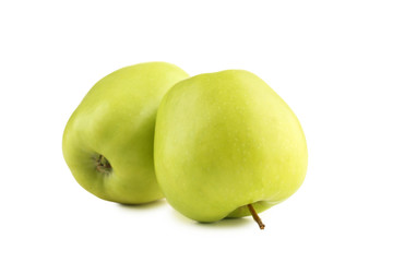 Green apples isolated on white background
