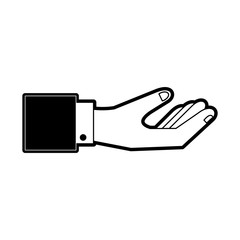 Fototapeta premium hand with palm up icon image vector illustration design black and white