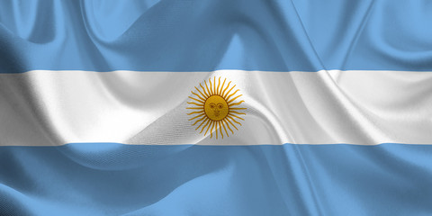 Waving flag of the Argentina. Argentinian Flag in the Wind. National mark. Waving Argentina Flag. Argentina Flag Flowing.