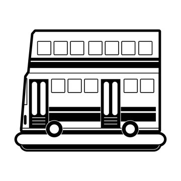 double decker bus sideview  icon image vector illustration design  black and white