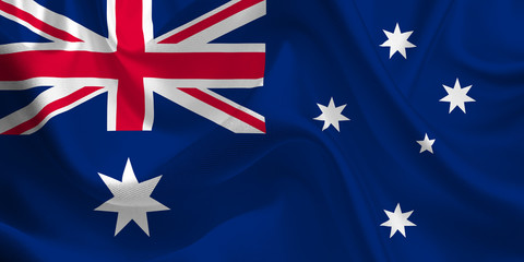 Waving flag of the Australia. Australian Flag in the Wind. Australian National mark. Waving Australia Flag. Australia Flag Flowing.
