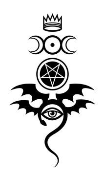 EVIL EYE (The Greater Malefic). Emblem of Witchcraft and Sign of Necromancy. Diabolic Symbol.