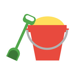 bucket filled with sand and shovel icon image vector illustration design 