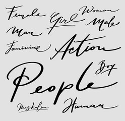 People male and female hand written typography. Ready to use it. Good use for logotype symbol cover label product brand poster title or any graphic design you want 
