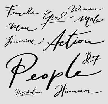 People male and female hand written typography. Ready to use it. Good use for logotype symbol cover label product brand poster title or any graphic design you want 
