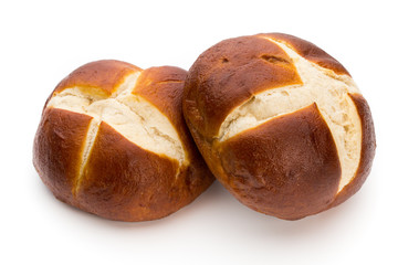 Freshly baked bread isolated on white background.