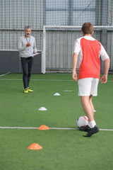 children training soccer futsal indoor gym