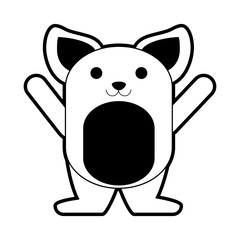 cat cartoon lifting paws icon image vector illustration design  black and white
