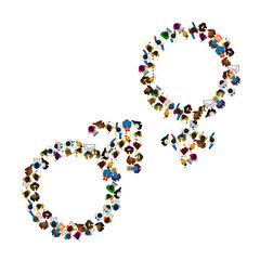 Many people male and female symbol set. Vector illustration