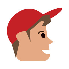 happy man wearing cap sideview icon image vector illustration design 