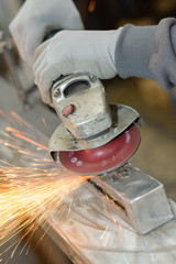 metal sawing close up grinder