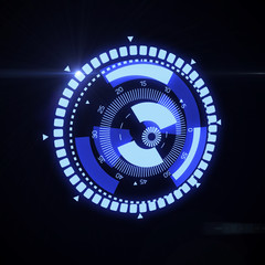 Futuristic HUD Target UX UI Interface. Graphic for tech title and background, news headline business concept. 3d illustration