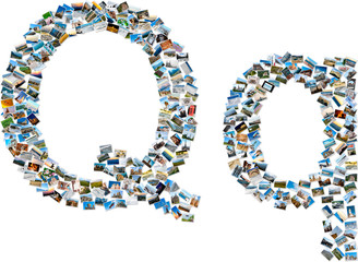 Collage of photos forming english alphabet