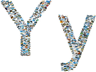 Collage of photos forming english alphabet