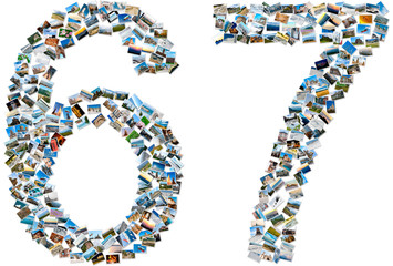 Numbers six and seven made of photos