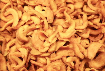 Closeup of delicious dried apple as background