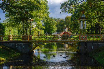 Bridge in the park. Alexander Park of Pushkin, Tsarskoye Selo. Russia