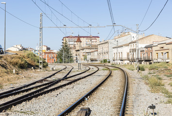 Fototapeta na wymiar train-station at Tarrega city, Province of Lleida, Catalonia, Spain