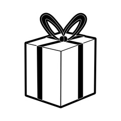 gift box with ribbon bow icon image vector illustration design  black and white