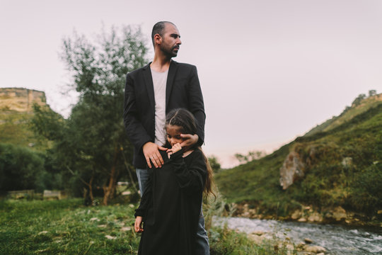 Father and little daughter
