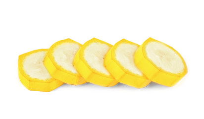 Banana slices isolated on white