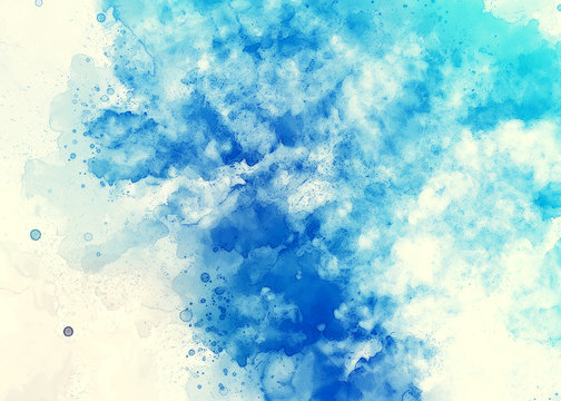Magic sky texture. Watercolor light blue wallpaper background. Abstract art design. Good for printed pictures, design postcards, posters, design and other artwork. High resolution.