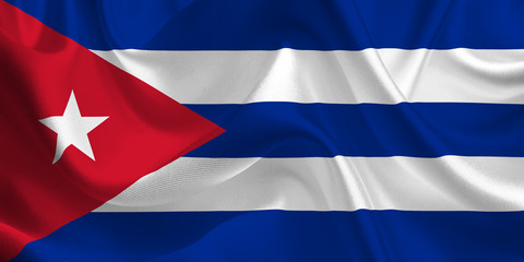 Waving flag of the Cuba. Cuban Flag in the Wind. Cuban National mark. Waving Cuba Flag. Cuba Flag Flowing.