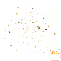 Bright abstract white modern pattern with golden stars. Vector illustration for wrapping, website, invitation or other design. Shiny gold background. Texture of gold foil. Festive banner.