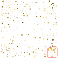 Gold stars. Confetti celebration, Falling golden abstract decoration for party, birthday celebrate, anniversary or event, festive. Festival decor. Vector illustration