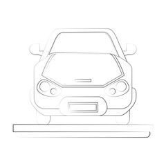 Plakat car frontview icon image vector illustration design fine sketch line