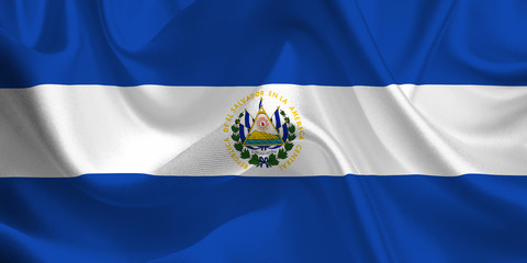 Waving flag of the El Salvador. Flag in the Wind. National mark. Waving El Salvador Flag. El Salvador Flag Flowing.