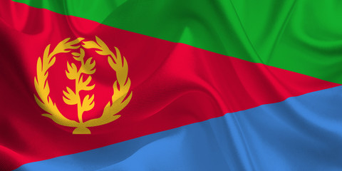 Waving flag of the Eritrea. Flag in the Wind. National mark. Waving Eritrea Flag. Eritrea Flag Flowing.