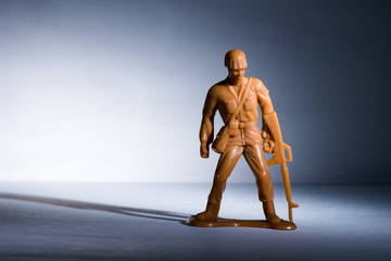A toy soldier on a white background