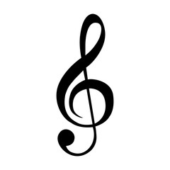 Isolated musical note silhouette on a white background, vector illustration