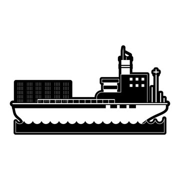 cargo ship with containers icon image vector illustration design