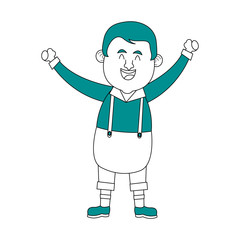 happy man in folk german costume raising arms icon image vector illustration design