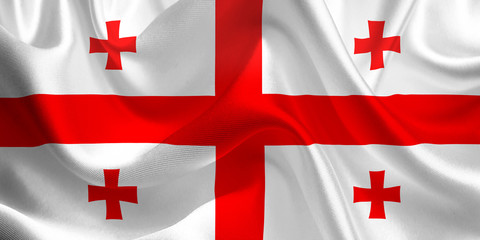 Waving flag of the Georgia. Georgian Flag in the Wind. Georgian National mark. Waving Georgia Flag. Georgia Flag Flowing.