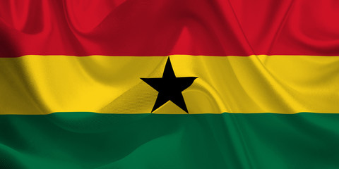 Waving flag of the Ghana. Flag in the Wind. National mark. Waving Ghana Flag. Ghana Flag Flowing.